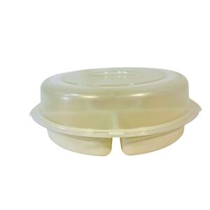 Vtg Rubbermaid Servin Saver Veggie Tray Almond Round Domed Lid 7 Section